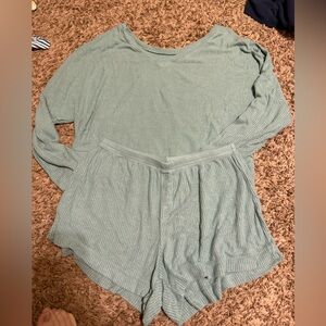 Cozy Ribbed Lounge Set in Green